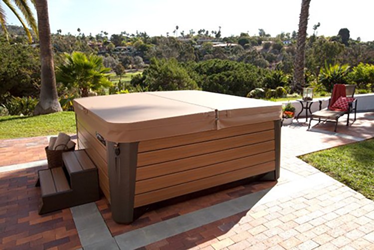 Hot Spring  spa cover and matching teak cabinet