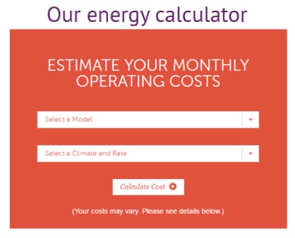 an image of the hot spring hot tub energy calculator and a hyperlink to the actual working version